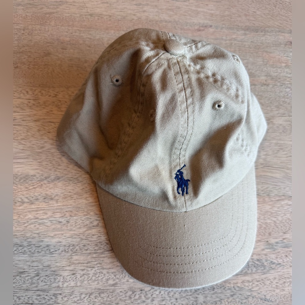 Ralph Lauren Khaki Baseball Cap with Navy Pony